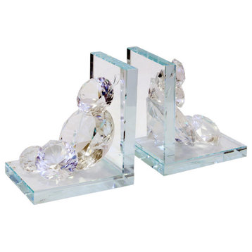 Sagebrook Home Crystal Diamond Bookends, Set of 2