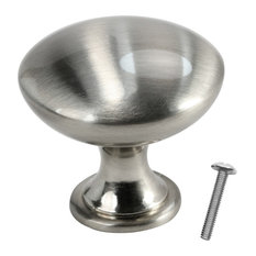 Rok Hardware Contemporary Metal Knob, Brushed Nickel, 1-3/16" Diameter, 25 Pack