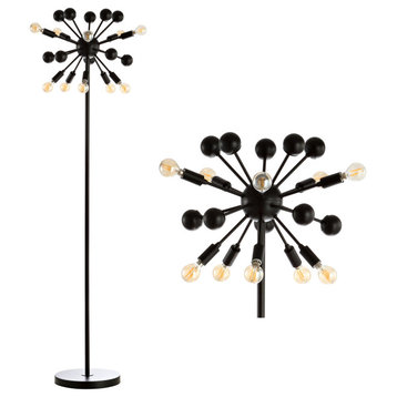 Orbit 10-Light 63" Modern Sputnik Metal LED Floor Lamp, Black