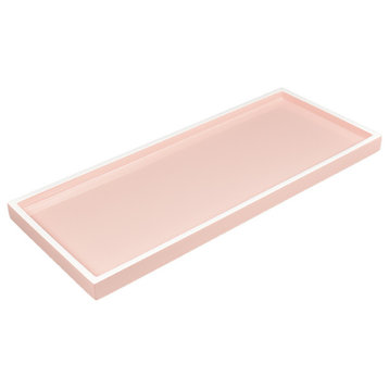Paris Pink Lacquer Bathroom Accessories, Long Vanity Tray