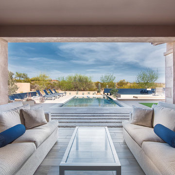 Luxury Pool, Perimeter Overflow Spa and Cantilevered Fire Feature