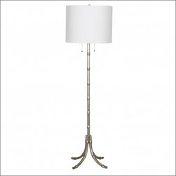 Worlds Away Ansel Silver Leaf Bamboo Floor Lamp - Floor Lamps