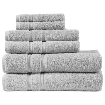 510 Design Aegean Turkish Cotton 500gsm 6-Piece Bathroom Towel Set, Light Grey