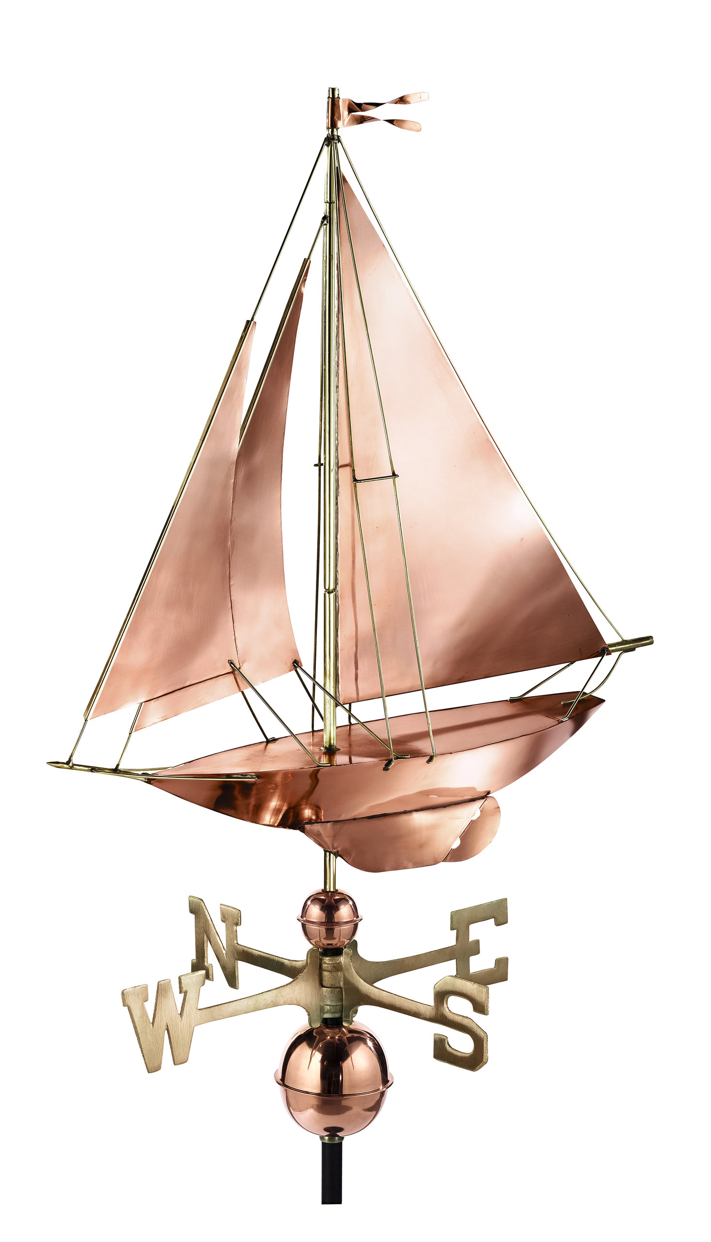 Shell Weathervanes Racing Sloop Weathervane, Pure Copper - Beach Style - Weather Vanes ...