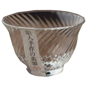 Black Temptation Set of 2 Japanese Tea Sake Cup Clear Glass Wine Liquor Spirit Sake Cup G