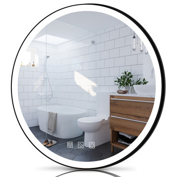 Vanity LED Lighted Backlit Wall Mounted Bathroom Round Mirror, 32"