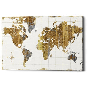 Wood Rectangle Panel Giclee Print Of World Map Natural Finish Brown Farmhouse Prints And Posters By Virventures