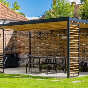 Tailor made Steel Pergola with Polycarbonate Roof & Entry Gate