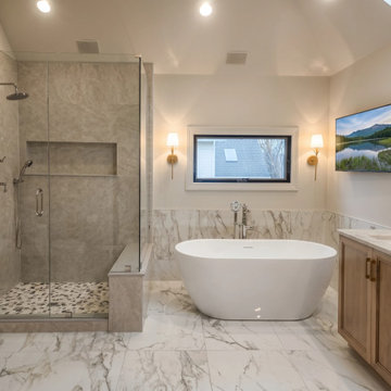Luxury Master Bathroom Remodel – Freestanding Tub, Walk-In Shower & Skylight