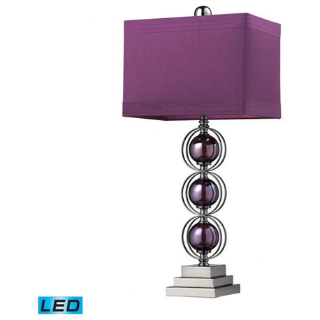 1 Light Contemporary LED Table Lamp Purple Balls and Black Nickel Base Includes