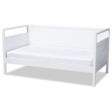 Bowery Hill Traditional Rubberwood/MDF Wood/LVL Twin Size Daybed in White