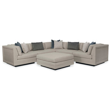Modern Fusion Plinth Base Sectional With Cocktail Ottoman