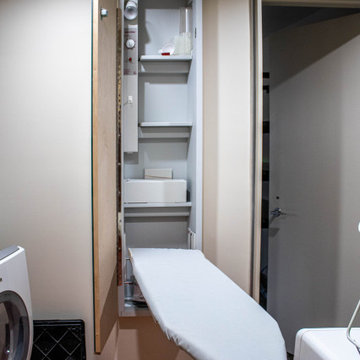 Mid-Century Modern Masterbath with Tiled Shower, Bedroom Shelving, Loft, Closet