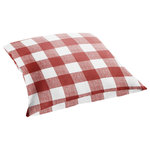 Mozaic Company - Stewart Red Buffalo Plaid Square Floor Pillow - This wide checkered, white and red buffalo plaid pattern will add the perfect traditional accent to your decor. Adding this versatile outdoor floor pillow will enhance the way guests can be accommodated in any outdoor seating area. Decorated with a classic buffalo plaid pattern, this pillow boasts an eye-catching and decorative design. This pillow is filled with 100 percent recycled fiber and sewn closed, and the exterior is resistant to UV and fading, ensuring a reliable and durable design through long-term outdoor use.