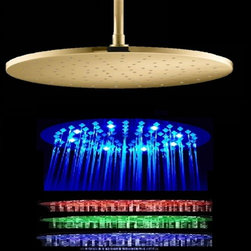 20" Gold Tone Round Color Changing LED Rain Shower Head - Showerheads And Body Sprays