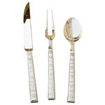 West Creation - West Ware 3-Piece Serving Set - This luxurious collection of fine quality glassware offers exceptional clarity, finish, and craftsmanship. Dishwasher and microwave safe. Our flatware line 18/10 has been designed to enhance any western, lodge, or rustic table setting and is completely dishwasher safe. This four piece set can be used as shot glasses or as votive candle holders, and each piece is decorated with rope and ranch brands in rich dark brown.