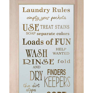Laundry Door - Laundry Rules - Primed - 36" x 80" - Knob on Left - Push Open