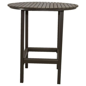 Riviera Outdoor Round Faux Wood Bar Table, Gray