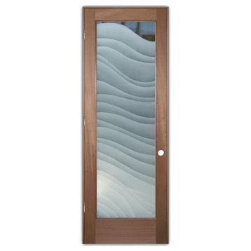 Interior Prehung Door or Interior Slab Door - Dreamy Waves - Mahogany - 24"...