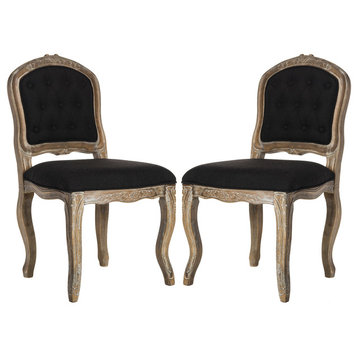Safavieh Eloise 20" French Leg Dining Chairs, Set of 2, Black