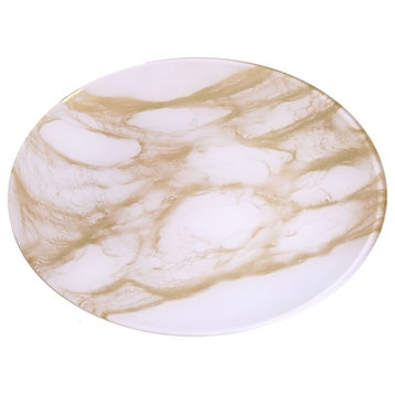 Classic Touch  Gold-White Marble Plates, Set of 4