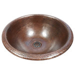 SimplyCopper - 15" Round Copper Bath Sink in Brushed Sedona Accents with Daisy Drain - Welcome to Simply Copper