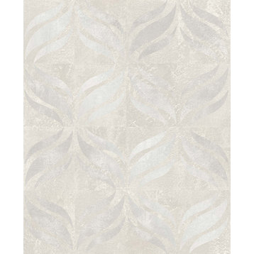 Beallara Light Grey Ogee Wallpaper, Sample