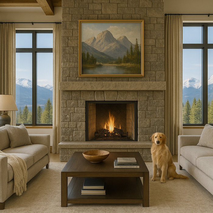 mountain home with dog