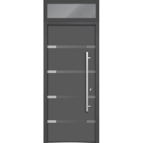Exterior Prehung Door 36 x 96 / Deux 1105 Gray Graphite, Left in