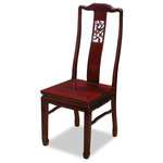 China Furniture and Arts - Rosewood Flower and Bird Motif Chair, Cherry - To use as dining chair in a set or to place a pair in a special spot in your living room, this chair is exquisitely hand carved with flower and bird motif. Made of rosewood and constructed with joinery technique. Chair legs are designed with horizontal support bars, not only allow for structural support but also long lasting durability. Hand applied beautiful cherry finish. Silk cushion sold separately.