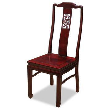 Rosewood Flower and Bird Motif Chair, Cherry