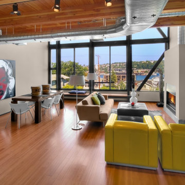Industrial-Inspired Condominium Living Room