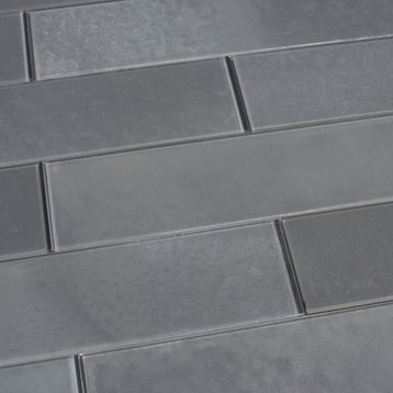 Forever 3 in x 12 in Straight Edge Glass Subway Tile in Glossy Antiquity Gray