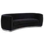 Meridian Furniture - Julian Velvet Upholstered Sofa, Black, Chrome Base - The Julian Collection by Meridian Furniture. Features beautifully upholstered velvet with a shiny chrome stainless steel base. Using the highest quality velvets this set is sure to stun your guests.