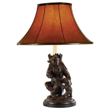 Sculpture Table Lamp Parent and Baby Bear Hand Painted OK Casting USA