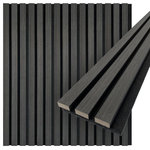 CONCORD WALLCOVERINGS - Acoustic Wood Slat 3D Wall Panels, Soundproofing Panels for Accent Wall, Charcoal, Pack of 6 - Revitalize any area with our Acoustic Wood Slat Wall Panels, perfect for soundproofing and aesthetic enhancement. Ideal for stylish accent walls, our textured wall panel design is suited for home and office decor. These versatile wood wall panels seamlessly integrate with any interior, offering both decorative and noise-cancelling features.