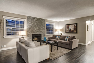 This is an example of a transitional living room in Calgary.