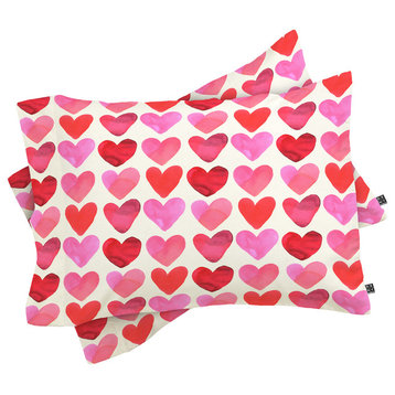 Deny Designs Amy Sia Heart Watercolor Pillow Shams, Queen