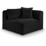 Meridian Furniture - Shaggy Upholstered Chair, Black, Corduroy Performance Fabric - Indulge in the allure of the Black Corduroy Performance Fabric Shaggy Corner Chair by Meridian Furniture. Its captivating design and luxurious Black Corduroy Performance Fabric elevate any space with effortless elegance. Crafted with precision and durability in mind, this stunning piece becomes the focal point of gatherings, fostering moments of connection and warmth. Embrace sophistication and style with the Shaggy Corner Chair, a testament to exquisite taste and timeless beauty.