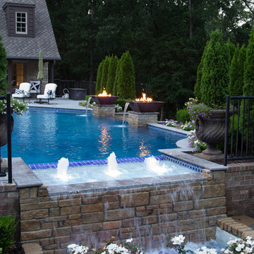 fire & water w/ infinity edge custom gunite pool