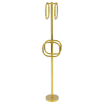 Towel Stand with 4 Integrated Towel Rings, Polished Brass