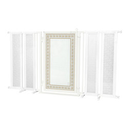 Fusion Gates - Fusion Gate with Greek Key Design, White Pearl, 71.5"-74" - Dog Gates