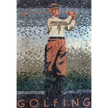 Golf Player Mosaic Mural, 35"x53"
