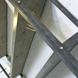 Tom Reclaimed Scaffolding Boards and Dark Steel Framed Free Standing Shelves - Bookcases