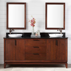72" TALYN MAHOGANY DOUBLE VANITY FOR SEMI-RECESSED SINKS - LIGHT WALNUT  Startin - Bathroom Vanities And Sink Consoles