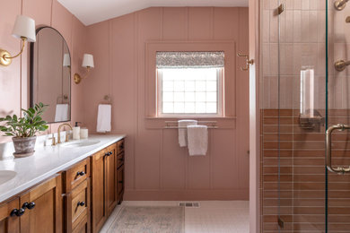 Example of a transitional bathroom design in Raleigh