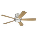 Craftmade Lighting - Craftmade Lighting TMPH52BNK5 Tempo Hugger - 52" Ceiling Fan with Light Kit - The Tempo 52" hugger fan is designed for rooms with shorter ceilings. Its sleek profile incorporates LED down lighting to enhance the form and function Heavy-Duty, 3-Speed Reversible Motor Flushmount Installation Only Blades Included Integrated Light Kit (Included) ICS Remote and Wall Control/Clamshell (Included) Optional Blank Light Lens Cover (Included). Shade Included: TRUE Dimable: TRUE Warranty: Lifetime Limited Warranty Color Temperature:  Lumens: 1415 CRI:Tempo Hugger 52" Ceiling Fan Brushed Polished Nickel Matte White Glass *UL Approved: YES *Energy Star Qualified: n/a *ADA Certified: n/a *Number of Lights: Lamp: 1-*Wattage:16w LED bulb(s) *Bulb Included:Yes *Bulb Type:LED *Finish Type:Brushed Polished Nickel
