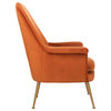 Safavieh Couture Aimee Velvet Arm Chair, Sienna/Gold