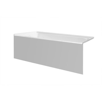 pSpace White Acrylic Bathtub, Smooth Integral Skirt 60"x30", Left Hand
