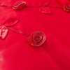 Red Rose Satin Ruffle Floral Romantic Victorian Comforter Bedding Set, Queen